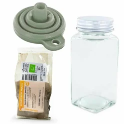 AROMANDISE - Flacon à épices poudreur + entonnoir + poivre noir 50 g