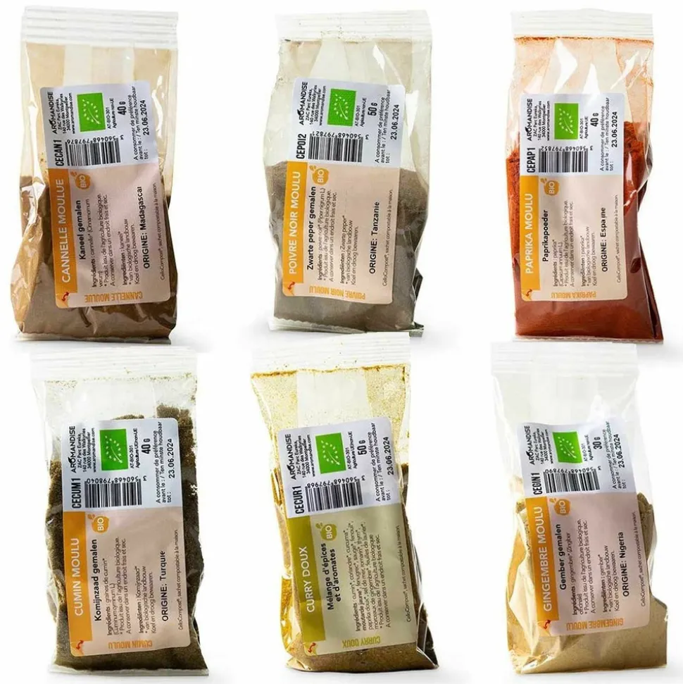 AROMANDISE - Kit 6 épices en poudre bio