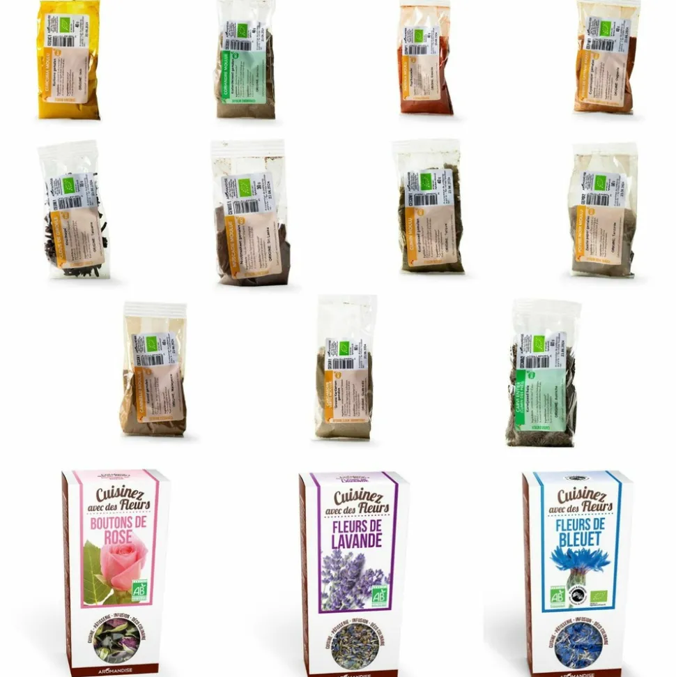 AROMANDISE - Mélange épices bio pour ras-el-hanout maison - avec fleurs comestibles