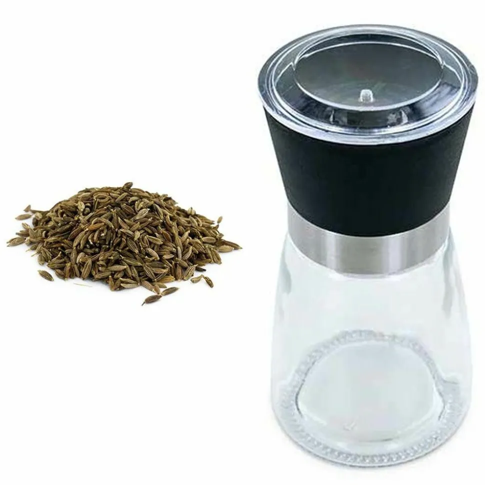 AROMANDISE - Moulin à épices en verre et céramique + cumin entier bio