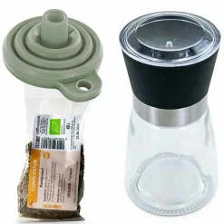 AROMANDISE - Moulin à épices, entonnoir et cumin entier bio