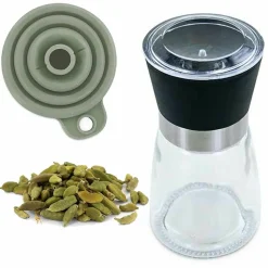 AROMANDISE - Moulin à épices, entonnoir et cardamome verte bio