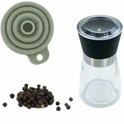 AROMANDISE - Moulin à épices, entonnoir et poivre noir bio