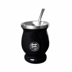 AROMANDISE - Tasse noire et bombilla à maté - 230 ml