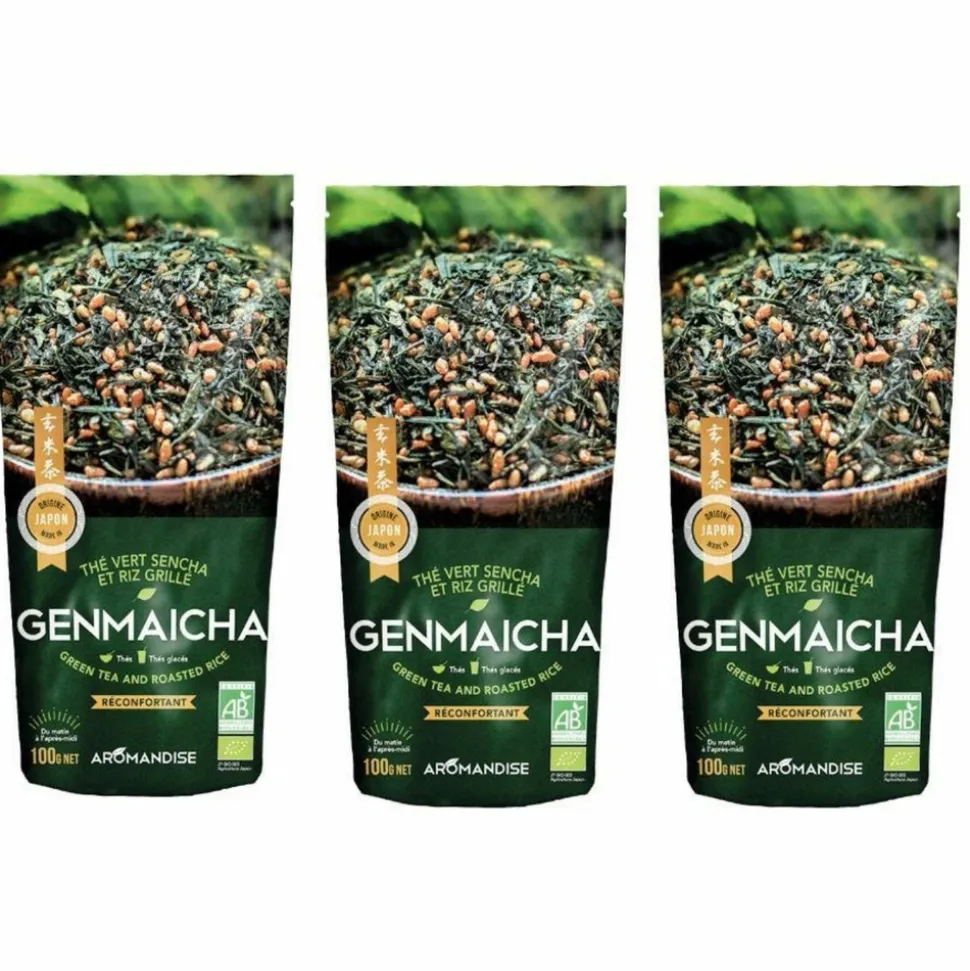 AROMANDISE - Thé vert bio japonais genmaicha - sencha & riz grillé 300 g