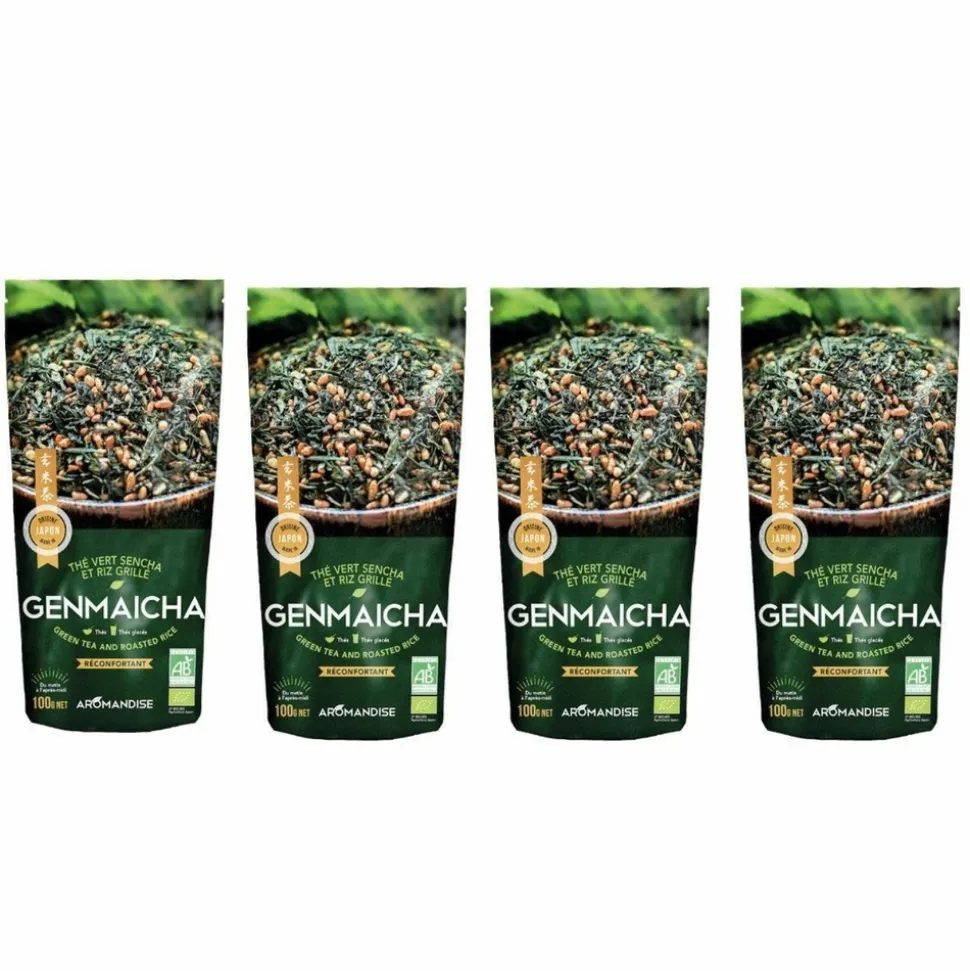 AROMANDISE - Thé vert bio japonais genmaicha - sencha & riz grillé 400 g
