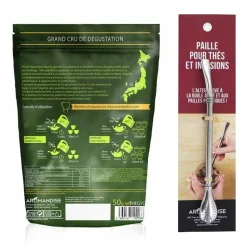 AROMANDISE - Thé vert gyokuro 50 g + paille inox avec filtre