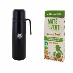 AROMANDISE - Thermos avec bec verseur précision 1l + thé vert maté sauvage du brésil - 350 g