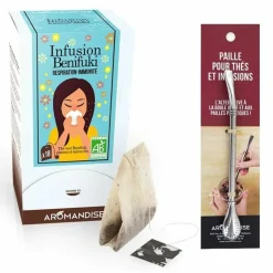 AROMANDISE - Tisane benifuki en sachets + paille inox avec filtre