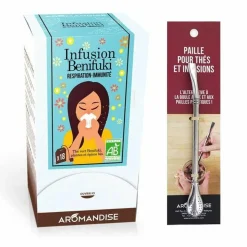 AROMANDISE - Tisane benifuki en sachets + paille inox avec filtre