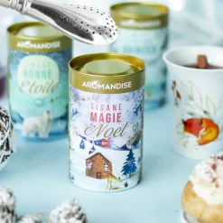 AROMANDISE - Tisane bio magie de noël + paille inox avec filtre
