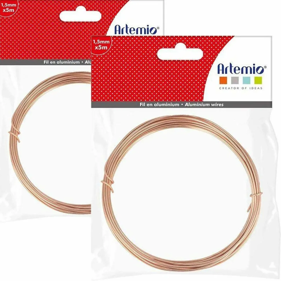 ARTEMIO - 2 fils d'aluminium 5 m x 1,5 mm - cuivré