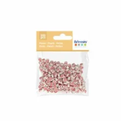 ARTEMIO - 300 perles blanches coeur rouge dia 7 mm