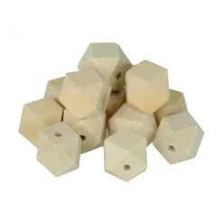 ARTEMIO - 8 perles en bois polygonales 20 x 27 mm