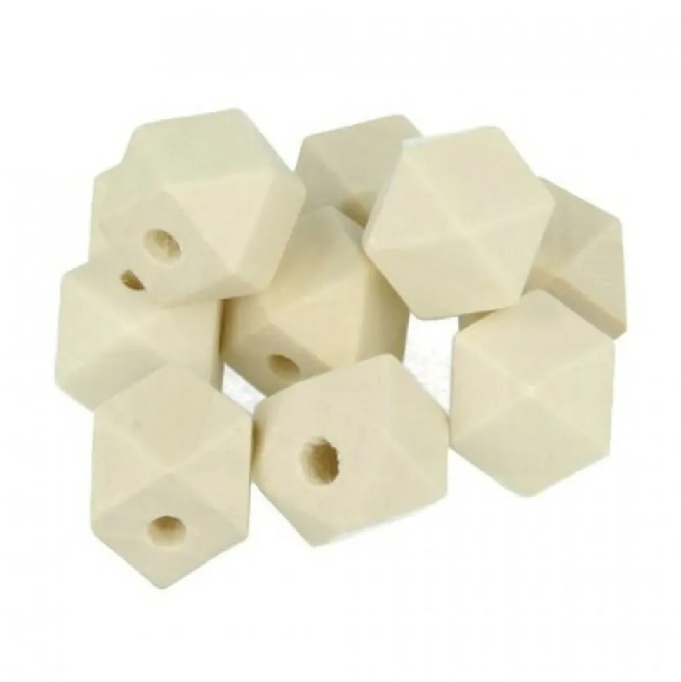 ARTEMIO - 10 perles en bois polygonales 15 mm
