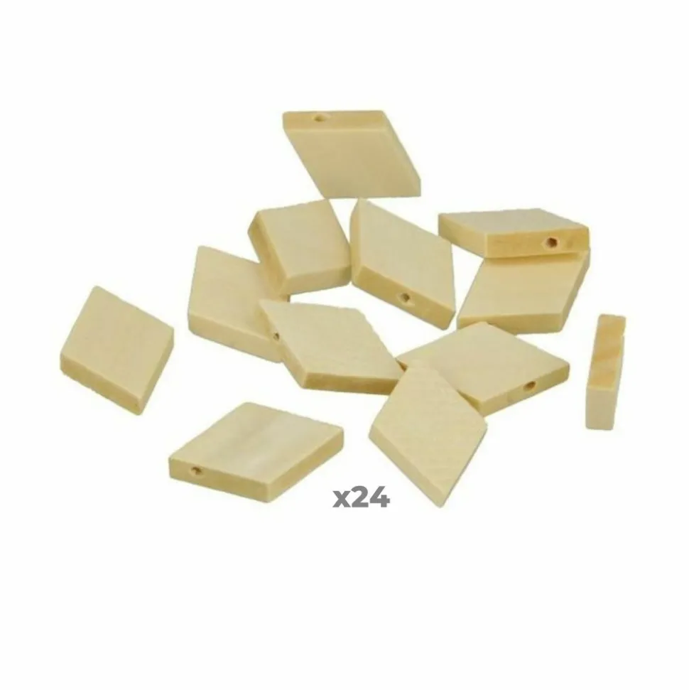 ARTEMIO - 24 perles en bois losanges 30 mm