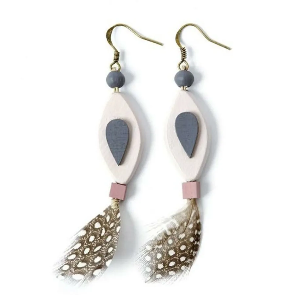 ARTEMIO - 7 perles en bois pétales 30 x 15 mm