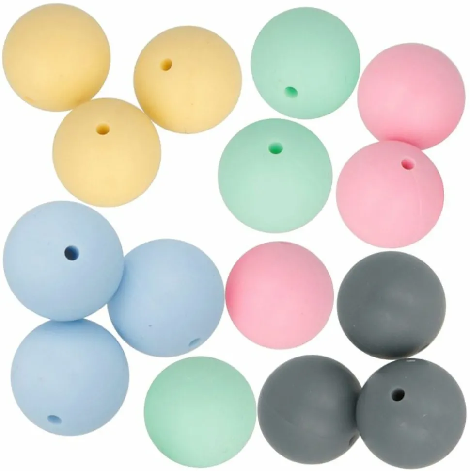 ARTEMIO - 15 perles en silicone rondes 15 mm - multicolore