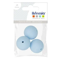 ARTEMIO - 3 perles silicone rondes - 15 mm - bleu pastel