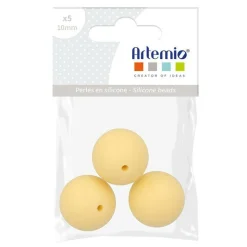 ARTEMIO - 3 perles silicone rondes - 15 mm - jaune