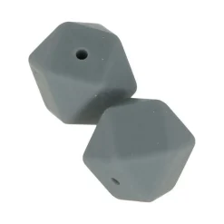 ARTEMIO - 2 perles silicone hexagonales - 17 mm - gris
