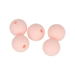 ARTEMIO - 5 perles silicone rondes - 10 mm - rose poudré
