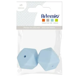 ARTEMIO - 2 perles silicone hexagonales - 17 mm - bleu pastel
