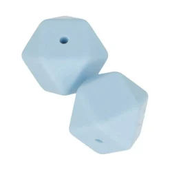 ARTEMIO - 2 perles silicone hexagonales - 17 mm - bleu pastel