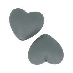 ARTEMIO - 2 perles silicone coeur - 29 x 19 x 12 mm - gris