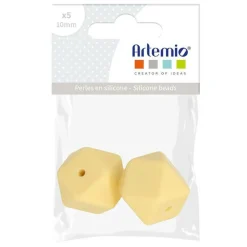 ARTEMIO - 2 perles silicone hexagonales - 17 mm - jaune