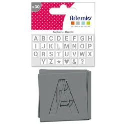 ARTEMIO - 30 pochoirs 6 x 6 cm - alphabet
