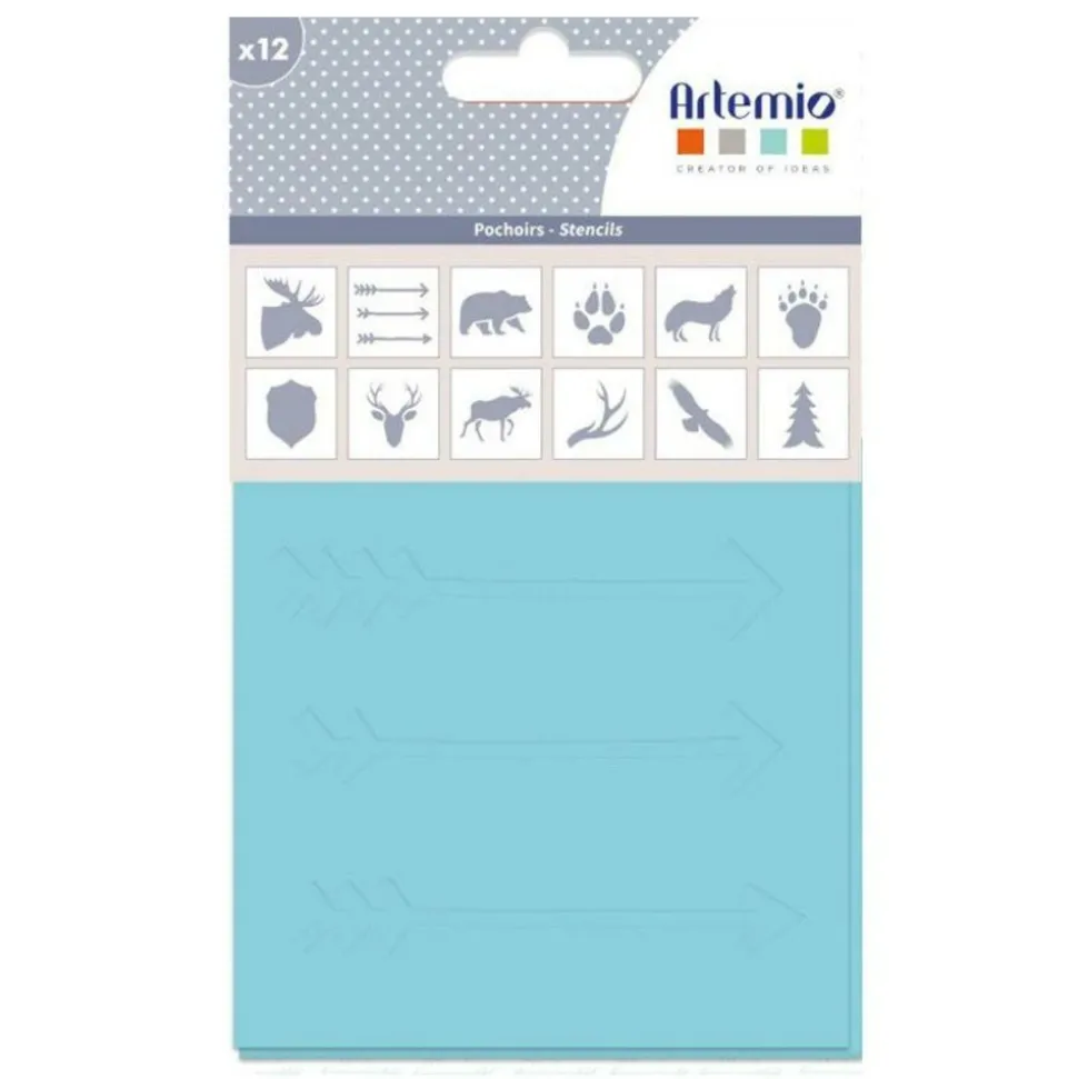 ARTEMIO - 12 pochoirs 9 x 9 cm - animaux des bois - woodland