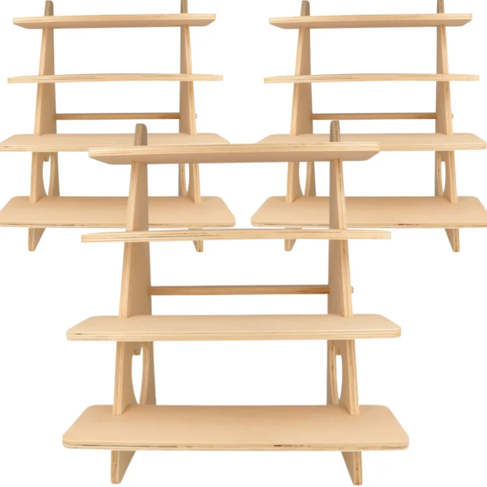 ARTEMIO - 3 présentoirs bois à 4 étagères 38 x 32 x 26 cm