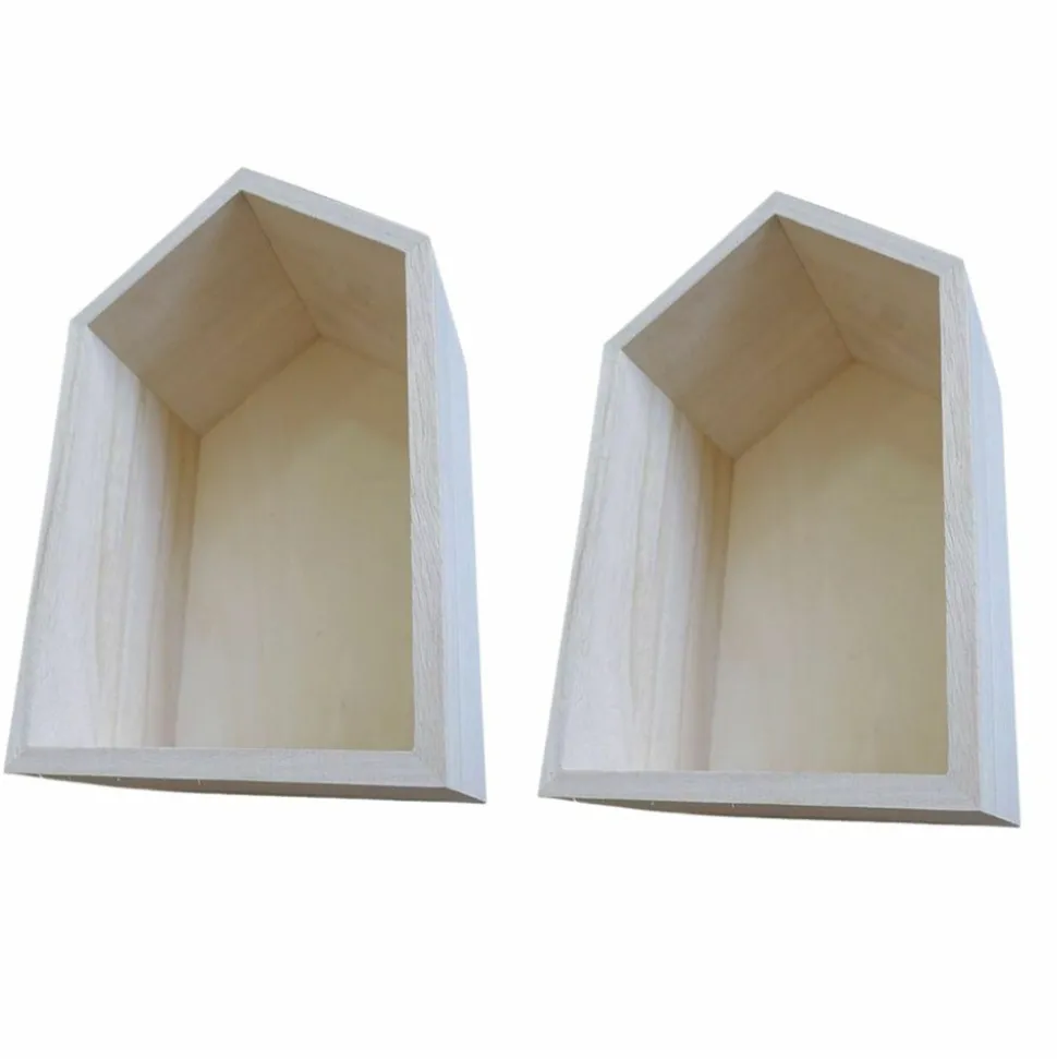 ARTEMIO - 2 étagères en bois maison 22,5 x 14 x 10 cm