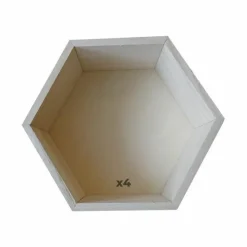 ARTEMIO - 4 étagères hexagones en bois 24 x 21 x 10 cm