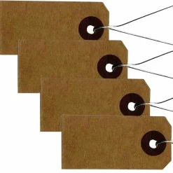 ARTEMIO - 100 étiquettes kraft 4 x 2 cm avec fil métallique