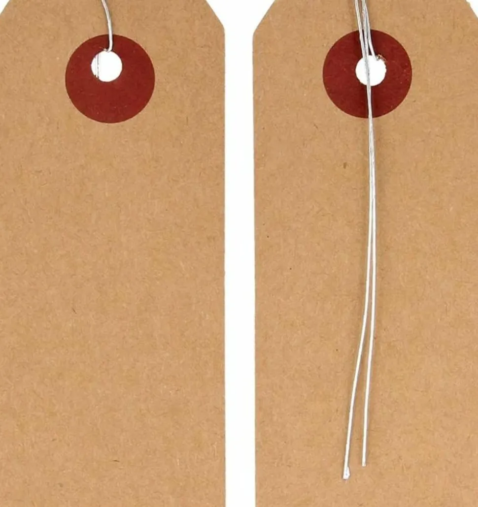 ARTEMIO - 300 étiquettes kraft 9 x 4 cm avec fil métallique