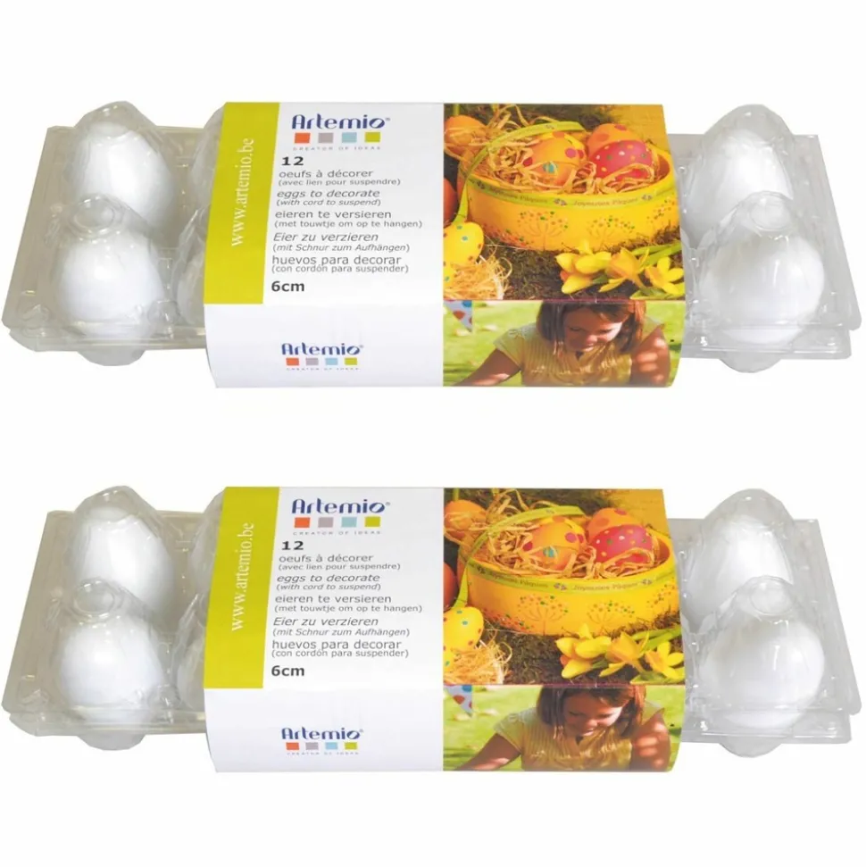 ARTEMIO - 24 œufs de pâques en plastique blanc à décorer