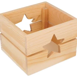 ARTEMIO - Casier ajouré étoile en bois 12x11x8.5cm