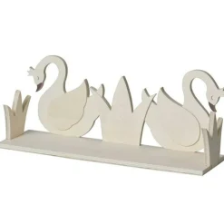 ARTEMIO - Etagère en bois 2 cygnes à customiser 40 x 16 cm