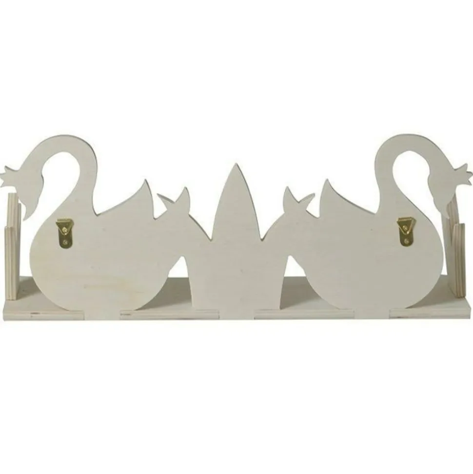ARTEMIO - Etagère en bois 2 cygnes à customiser 40 x 16 cm