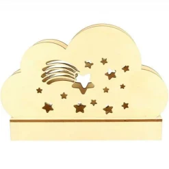 ARTEMIO - Lampe nuage en bois à décorer 25 x 13,7 cm