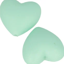 ARTEMIO - Perles en silicone coeur 29x19mm vert d'eau - 2 pièces