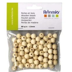 ARTEMIO - Perles rondes x80, en bois 12mm