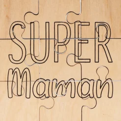 ARTEMIO - Puzzle en bois à décorer Super Maman