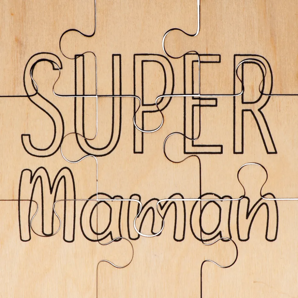 ARTEMIO - Puzzle en bois à décorer Super Maman