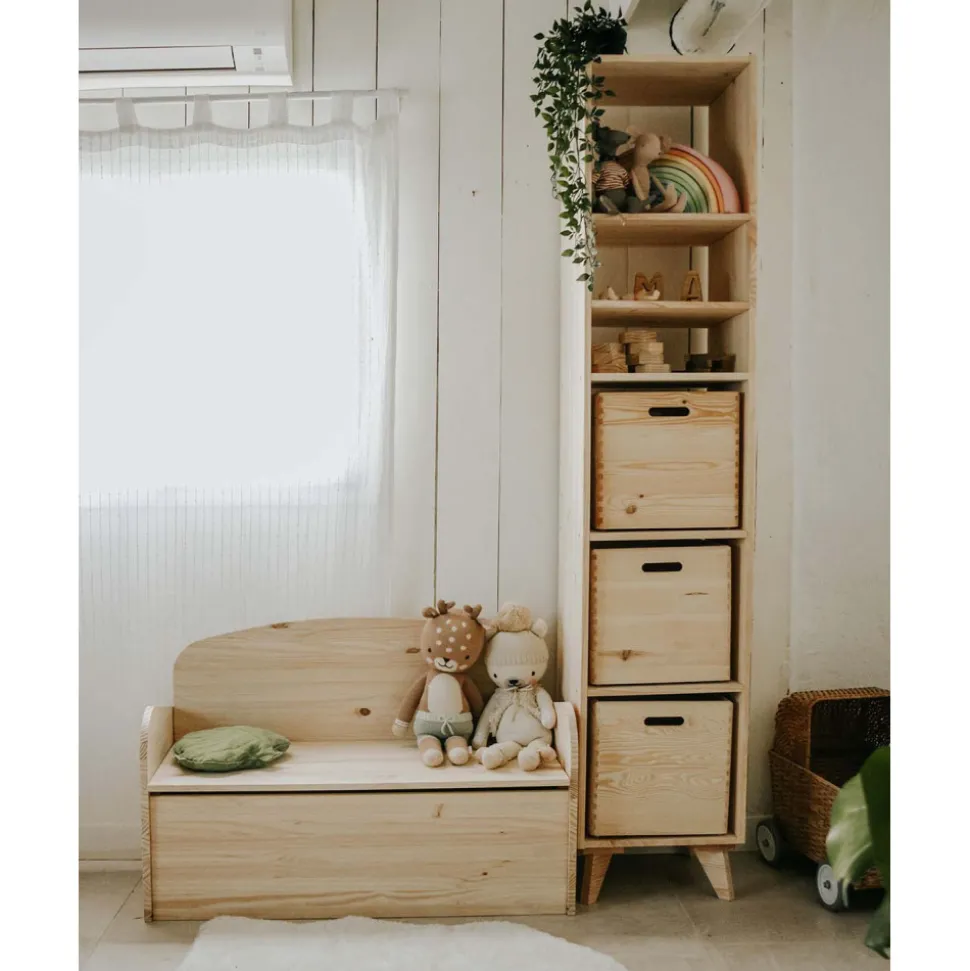 ASTIGARRAGA - Banc coffre de rangement en pin brut 78 litres