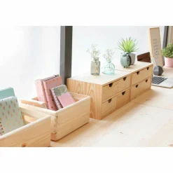 ASTIGARRAGA - Mini rangement bloc en pin brut avec tiroirs 4 tiroirs