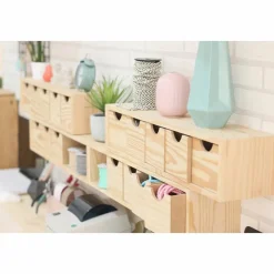 ASTIGARRAGA - Mini rangement bloc en pin brut avec tiroirs 5 tiroirs