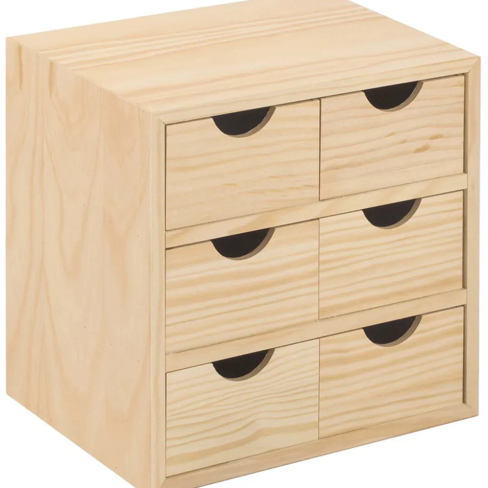 ASTIGARRAGA - Mini rangement bloc en pin brut avec tiroirs 6 tiroirs m2